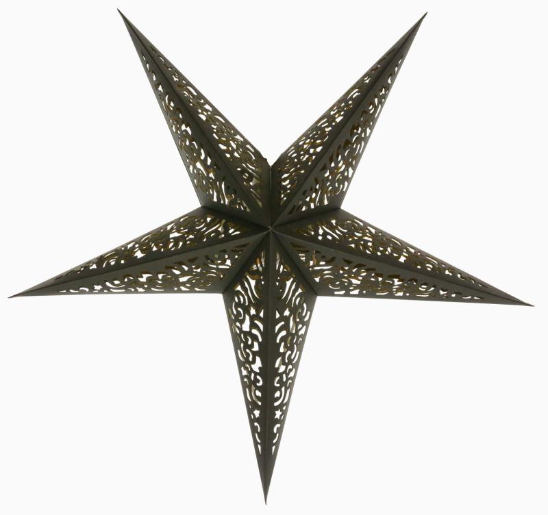 Baby Kala Schwarz / Goldglitter  - Faltbarer Leuchtstern, Weihnachtsstern aus Papier mit 5 Zacken, 40 cm